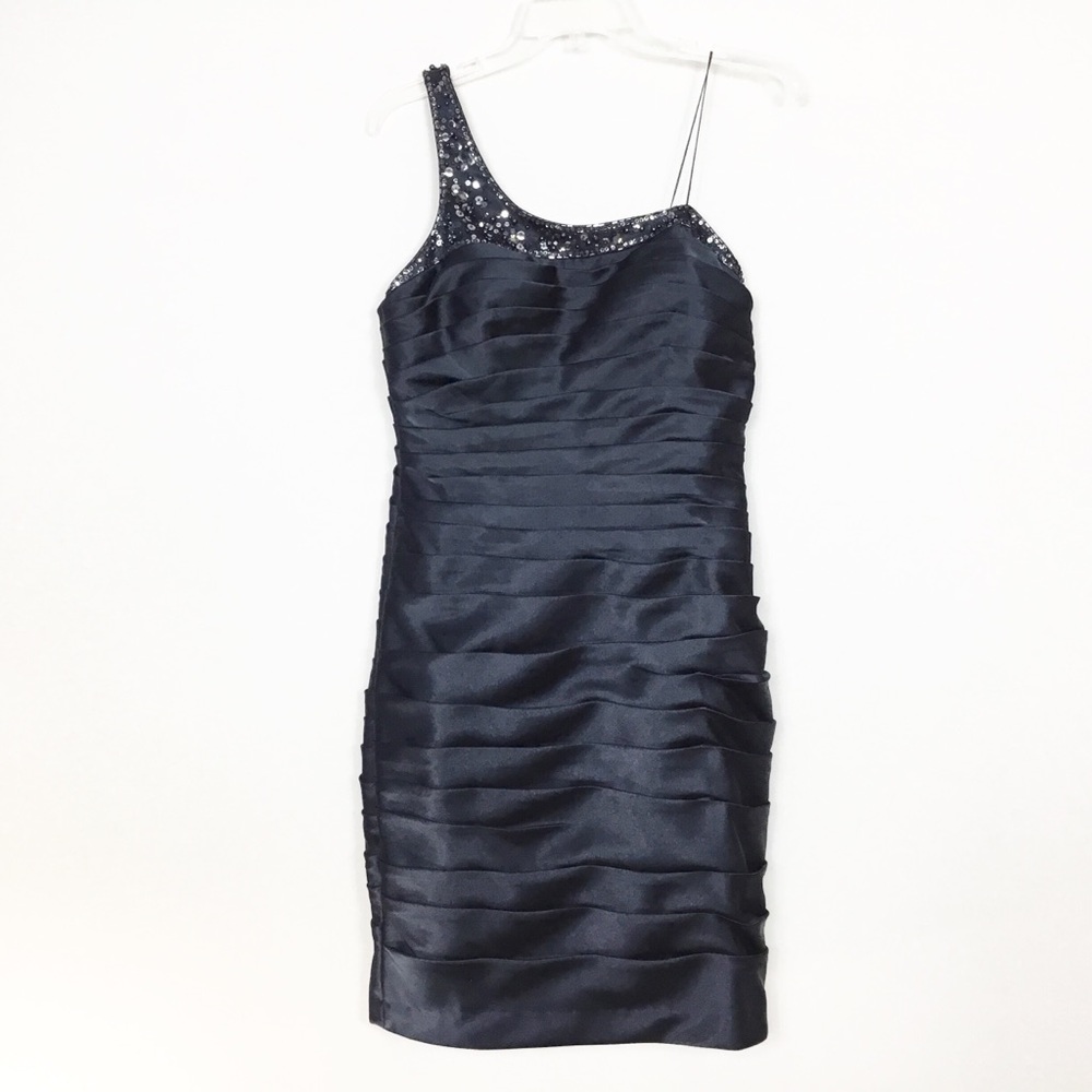 Adrianna Papell One Shoulder Sequins Tiered Dress